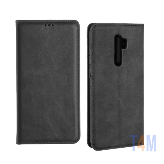 Capa de Couro com Bolso Interno para Xiaomi Redmi 9 Preto